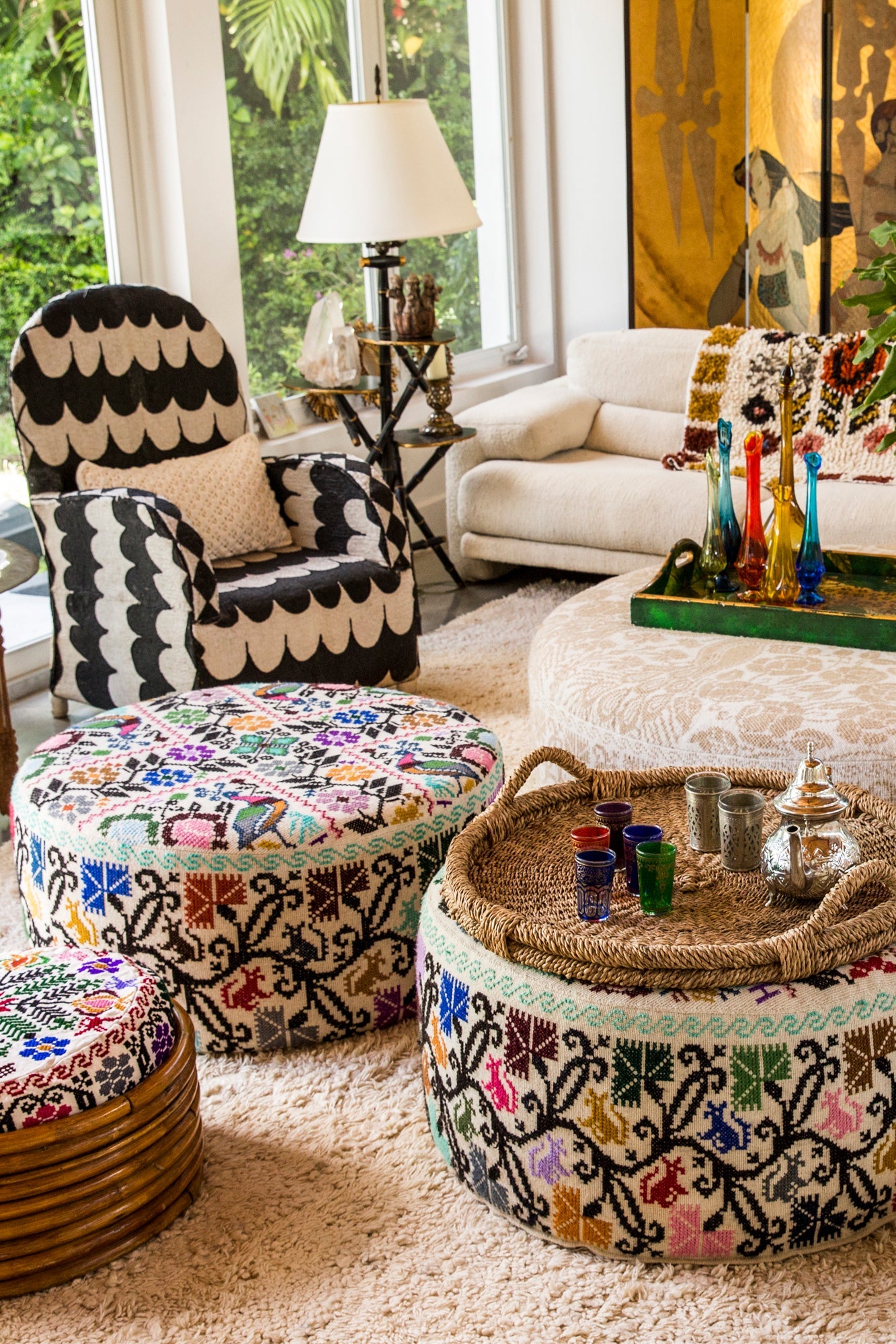 Small Embroidered Multi Ottoman