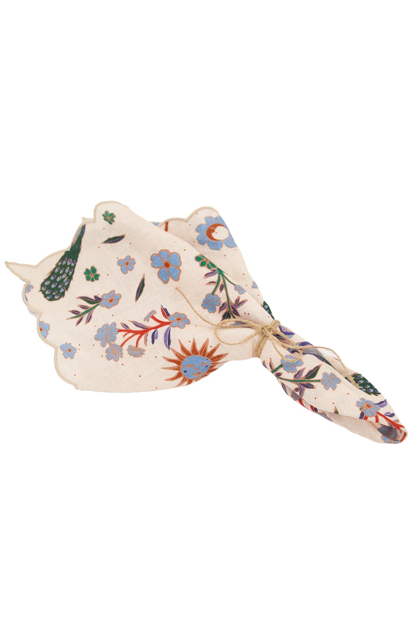 Sunflower Peacock Linen Napkin